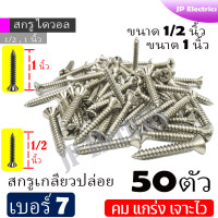 ราคา สกรูเกลียวปล่อย เบอร์ 7 ยาว 1 2นิ้ว 1นิ้ว 50 ตัว คม แกร่ง เจาะไว สกรูดรายวอลล์ สกรูยิงฝ้าขน สกรูเกลียวปล่อยหัวบัททอน ตะปูเกลียว (21687801132)