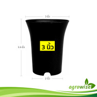 ราคา กระถางทรงปากแตร ขนาด 3 นิ้ว สีดำ สีขาว (21399826848)