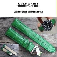 ราคา สายนาฬิกา สายหนังวัวแท้ สายหนังวัวปั๊มลายจระเข้ overwrist cowhide deployant buckle leather strap (14235491440)