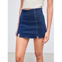 ราคา Cider High Stretchy Denim Mid Rise Solid Mini Skort (21836562153)