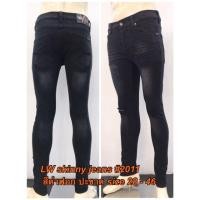 ราคา ขาเดฟชาย ผ้ายีนส์ยืดสีดำฟอกขัดด่าง มีรอยขาดเข่า ปะขาด แบบกระดุม LW skinny jeans No 2011 Size 28 46 Superblack Washing elastic skinny (11739449174)