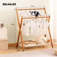 ราคา YONUO รางแขวนผ้า ราวแขวนผ้าพร้อมชั้นวาง ราวแขวนผ้าไม้ ราวแขวนเสื้ออเนกประสงค์ ราวแขวนผ้าไม้ขนาดใหญ่ (21278864456)