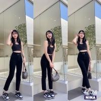 ราคา ℬ? ? ? ? ? ? ? ? ? ? ? ? กางเกงยีนส์ขายาว เอวสูง แต่งกระดุม2เม็ด Nina 5624 (12035482922)