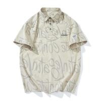 ราคา SINRANSINYA丨เสื้อยืดแขนสั้นสำหรับผู้ชายเสื้อยืดพิมพ์ลายโมโนแกรมเสื้อโปโลแฟชั่นวินเทจสุดเท่ผ้าไหมน้ำแข็งบางทรงหลวมไซส์ใหญ่ (21740965297)