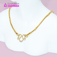 ราคา สร้อยสแตนเลสแท้ สีทอง เลือกความยาวได้ ลายกระดูกงูตีลาย ไม่ลอกไม่ดำ สร้อยCJ (16845301201)