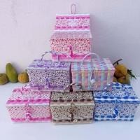 ราคา ตระกร้าสานเส้นพลาสติก กระเป๋าสานเส้นพลาสติก ตระกร้าจ่าย กล่องอเนกประสงค์ กว้าง13ยาว15 5สูง11 5 CM วัดจากขอบปากตระกร้า (8640985001)