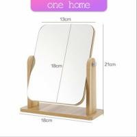 ราคา กระจกแต่งหน้าหมุนปรับองศาได้ ขอบอัดทำด้วยไม้ มี 2 ขนาดให้เลือก Makeup mirror (12359207519)