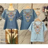 ราคา เสื้อปัก ผ้ายีนส์ โบฮีเมี่ยนน่ารัก ปลีกและส่ง อก46ยาว24 ผ้าปักและปักดอกลายสวย nudyda (21824219473)