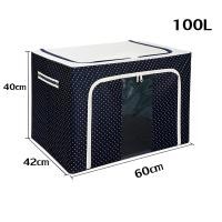 ราคา กล่องเก็บของ 66L 100L กล่อง muji ตะกร้าใส่ผ้าพับได้ กล่องใส่ของมีหูหิ้ว กล่องเก็บเสื้อผ้า กล่องเก็บของอเนกประสงค์ มีโครงเหล็กด้านใน (17466157783)