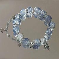 ราคา FINE TOO Lucky Crystal Beads Bracelet for Women Elegant Butterfly Moon Star Silver Bracelets Accessories Jewelry (21667787615)