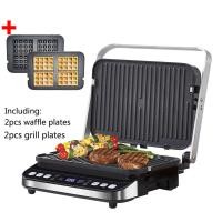 ราคา BioloMix 2000W Electric Contact Grill Digital Griddle and Panini Press Optional Waffle Maker Plates Opens 180 Degree Barbecue (21430180869)