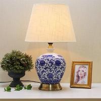 ราคา EASYHOME โคมไฟตั้งโต๊ะพอร์ซเลนสีฟ้าและสีขาวที่ทันสมัยตกแต่งสร้างสรรค์โคมไฟตั้งโต๊ะประหยัดพลังงานห้องนอน LED ข้าง Light (16797971432)