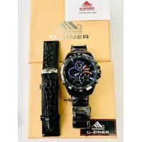 ราคา Watchtime D ziner นาฬิกาข้อมือยี่ห้อแบรนแท้ กันน้ำ100 มีสายหนังและสายเลท สลับสายเปลี่ยนได้ พร้อมกล่องแบรนด์แถมป้ายรับประกัน (13371339553)