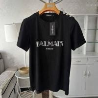 ราคา เสื้อยืดคอกลมผ้าฝ้ายแฟชั่นสำหรับผู้หญิงเสื้อยืดดาวแขนสั้นพร้อมไหล่สีทองเสื้อยืดกีฬา BALMAIN PARIS (14118225437)