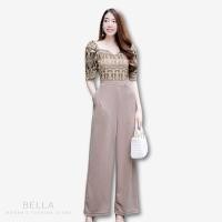 ราคา BELLA จั้มสูทขายาว ลูกไม้ลายมงกุฎ M34in 38in ชุดออกงาน ชุดทำงาน JL01a แบรนด์ไทย (21574468324)