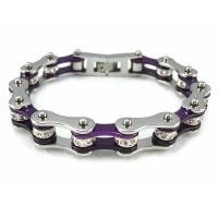 ราคา สร้อยข้อมือโซ่สเตนเลสสตีลคริสตัลสีแดงม่วงสำหรับผู้ชายผู้หญิงสร้อยข้อมือโซ่จักรยานเหล็กไทเทเนียมทันสมัย (21737299575)
