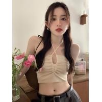 ราคา เสื้อกล้ามคล้องคอคล้องคอทรงสั้นสำหรับผู้หญิงแฟชั่นใหม่ฤดูร้อนสายคล้องคอดีไซน์โดดเด่นเสื้อซับในสั้นสำหรับเด็กผู้หญิง (21470212970)