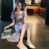 ราคา เดรสราตรีเดรสสีม่วงคอกว้างสวยมาก เดรสเข้ารูปผ้าชีฟองใส่สบายลายดอกไม้ เดรสราคาถูกๆมีปลายทาง (14219705431)