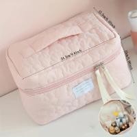ราคา กระเป๋าใส่เครื่องสำอางลายดอกไม้แบบมีซิปกระเป๋าเครื่องสำอางค์สีทึบกระเป๋าใส่ของใช้ในห้องน้ำสำหรับเดินทาง (21431351986)