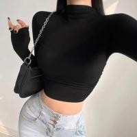 ราคา เสื้อยืดคอเต่าแขนยาวของผู้หญิงเสื้อครอปแบบลำลองเข้ารูปเซ็กซี่เข้ารูปแบบเรียบง่าย (21431118398)