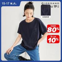 ราคา GIORDANO Women T Shirts Exposed Seam Embroidered Pocket Tee Crewneck Short Sleeve Summer Fashion Casual Loose Tshirts 18324903 (21679157874)