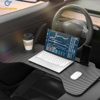 ราคา TEQIN toy new Car Table Steering Wheel Tablet Tray With Cup Holder Foldable Travel Eating Table Compatible For Tesla Model 3 Y (21211092511)