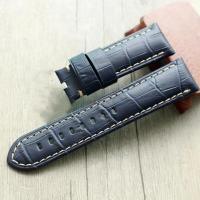 ราคา สายนาฬิกาหนังแท้ลายจระเข้สีน้ำเงินเข้มสายนาฬิกาสำหรับ PAM 42มม 44มม 47มม 22มม 24มม (13584895129)