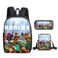 ราคา Roblox peripheral cartoon printed backpack shoulder bag pencil case three piece set can be customized (20585414630)