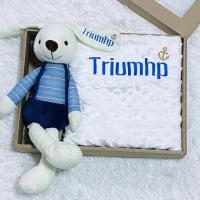 ราคา Set รับขวัญเด็กแรกเกิด ผ้าห่มปักชื่อ ผ้าห่มเด็ก ตุ๊กตากระต่ายปักชื่อ กระต่ายเน่าปักชื่อ (18473878425)