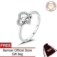 ราคา BAMOER S925เงินสเตอร์ลิงปลาโลมาหัวใจ CZ แหวนสำหรับสุภาพสตรีหมั้นงานแต่งงานสร้อยคอประดับ SCR671 (19713845645)