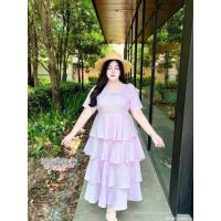 ราคา สาวอวบ เดรสสาวอวบ เดรสขนมชั้น อลัง คอเหลี่ยม อก 38 40 42 44 46 48 (21744376204)