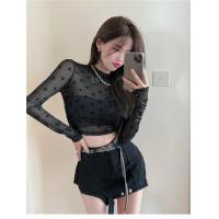 ราคา Gueen พร้อมส่ง เสื้อซีทรูคอเต่า แขนยาว ลายดอกจันทร์ เซ็กซี่ ผ้าบางใส่สบาย 6J (17171176972)