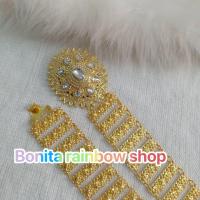 ราคา เข็มขัดสีทอง เข็มขัดผ้าถุง เข็มขัดชุดไทย เข็มขัดสีทองลงยา ความยาว 40 นิ้ว เข็มขัดเจ้าสาว (21543094568)