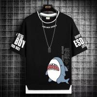 ราคา เสื้อยืดแขนสั้น พิมพ์ลายปลาฉลาม แฟชั่นฤดูร้อน สไตล์เกาหลี สําหรับผู้ชาย (18378548681)
