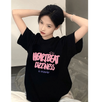 ราคา TrendSir พร้อมส่ง เสื้อยืดนิ่ม oversize shirt ตัวอักษรสีชมพู cotton M 3XL (21719204678)