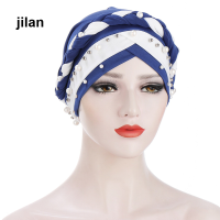 ราคา Jilan หมวกฮิญาบสำหรับผู้หญิงมุสลิมหมวกคนทำคีโมหมวกถักลูกปัดผ้าโพกหัวมุสลิมหมวกคลุมผมร่วง (10243812353)