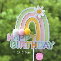 ราคา ป้ายปักเค้กวันเกิดสายรุ้ง ผีเสื้อ ป้ายแต่งเค้กวันเกิด 1ขวบ (21524716127)