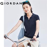 ราคา GIORDANO Women Sweaters Tencel Jacquard Pocket Knit Polo Shirts Short Sleeve Half Placket Fashion Casual Polo Shirts 18354907 (21811855355)