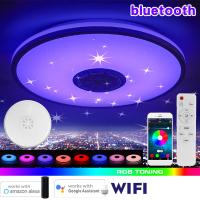 ราคา WiFi APP Control LED Smart Ceiling Light 110 245V RGB Dimmable bluetooth Music Light Modern Home Bedroom Living Room Ceiling Lamp 100W (20502607178)