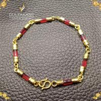 ราคา สร้อยข้อมือ เศษทองคำแท้ โกเมน นิลดำ พลอยแดง ยาว 6 8 นิ้ว สร้อยข้อมือทอง สร้อยทอง สร้อยข้อมือผญ ทองเหมือนแท้ ทองไม่ลอกไม่ดำ (17708126146)