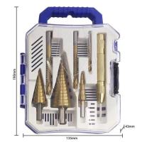 ราคา รับประกันของแท้ 7 Pcs of step drill woodworking pull slot saw drill center punch set set of triangular handle drill bit high speed steel pagoda drill set (21694240542)