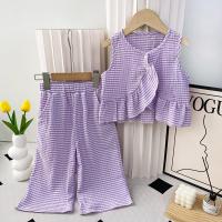 ราคา ชุดสูทเด็กผู้หญิงแถบยาวสำหรับเด็กทารกลายหมี2ชิ้นเสื้อยืดแขนกุดและกางเกงขาม้าลายทางสำหรับฤดูร้อนเสื้อผ้าลำลอง3 4 5 6 7ปี (21714958336)