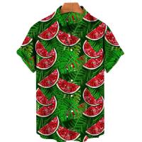 ราคา เสื้อแขนสั้นแนวฮาวายสำหรับเสื้อเชิ้ตผู้ชายลำลองเสื้อ3D เสื้อผ้าพิมพ์ลายแตงโมเสื้อเชิ้ตผู้ชายลำลองขนาดใหญ่พิเศษ (21061997914)
