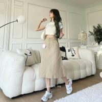 ราคา ᴄᴀʀᴍᴇɴ กระโปรงยีนส์บาน ผ้ายีนส์ยืดคอตตอล ซิปหน้า เอวสูง งานป้ายเกาหลี (21477961683)