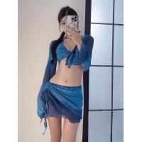 ราคา ชุดว่ายน้ำ ชุดไปทะเล Bikini Set 4 ชิ้น ทูพีซ เสื้อคลุม กระโปรงคลุมบิกินี่รูดข้าง ลายมัดย้อม มี 2 สี ฟ้า ชมพู (21736404436)