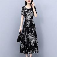 ราคา MAOZHUXIA ชุดเดรสพิมพ์ลายคอกลมไฮเอนด์สำหรับผู้หญิงชุดเดรสคลุมหน้าท้องลดอายุและลดสัดส่วน ชุดเดรส เรียบ หรู ดูแพง ชุดออกงานสวยๆๆ rally movement ชุดสงกรานต์ (21338709782)