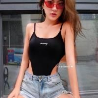 ราคา Sunny Bodysuit เว้าเอว บอดี้สูทสายเดี่ยวเว้าเอว สายไขว้หลัง ปักลายMarry ไม่มีกระดุมเป้า (13599346637)