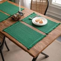 ราคา Placemat แผ่นรองจาน Boho ทึบพร้อมพู่ผ้าฝ้าย (20524632677)
