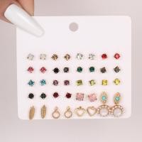 ราคา 17MILE Vintage Cubic Zirconia Round Stud Earrings Set For Women Silver Color Crystal Rhinestone Heart Earrings Jewelry (19369457476)
