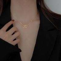 ราคา รูปหัวใจคู่สร้อยคอเรียบง่ายหญิง Clavicle CHAIN เครื่องประดับหญิง (21417049812)